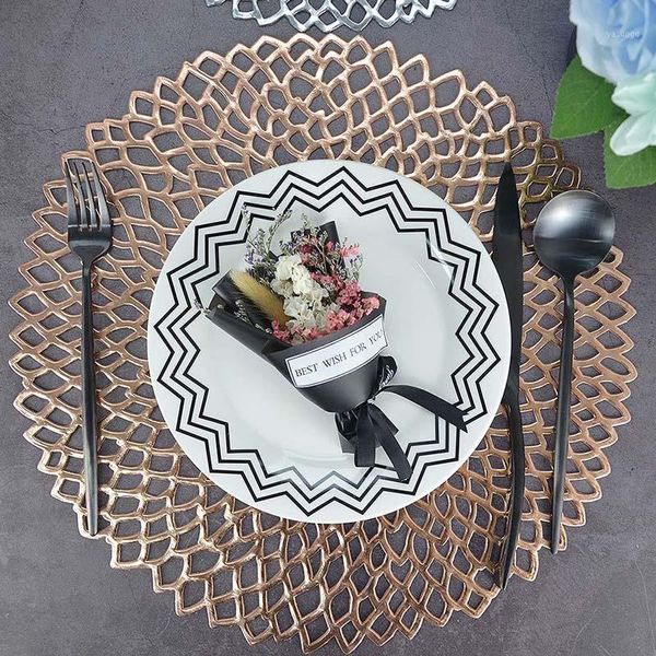 Mats almofadas 39cm placemat para mesa de jantar PVC plástico oco isolamento redondo resistente ao calor almofada tigela tapete home natal deco