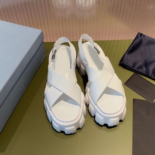 

sandals slippers high fixed edition p family 2021 summer new thick bottom sandals female tank bottom crossed one line belt heightening sanda, Black