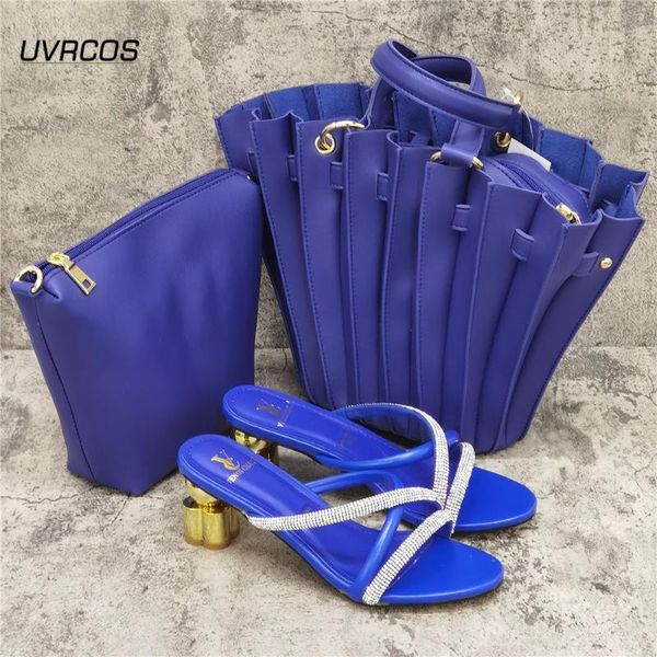 

dress shoes blue color latest design women luxury 2021 nigerian wedding and bag set decorated with rhinestone party pumps, Black