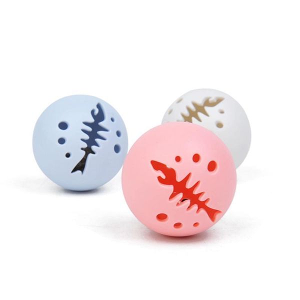 

cat toys 3pcs pet toy play ball three color plastic fish bone catnip training sport small bell flashing light