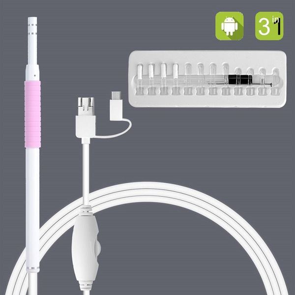 

5.5mm 3 in 1 ear cleaner 720p camera android endoscope usb otoscope borescope type-c clear picker ip cameras