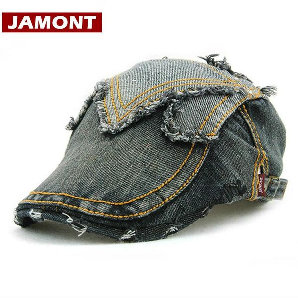 

berets [jamont] fashion visors cap men women hat patchwork flat caps casquette denim visor spring autumn casual, Blue;gray