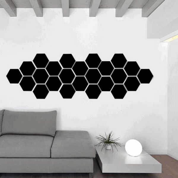 

mirrors 12pcs/set of diy 3d mirror wall sticker hexagon home decoration art