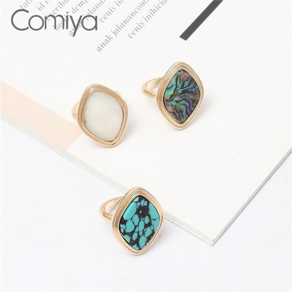 

cluster rings comiya korean for women gold color zinc alloy geometric accessories resin acrylic figure bagues bijoux jewelry femme ring, Golden;silver