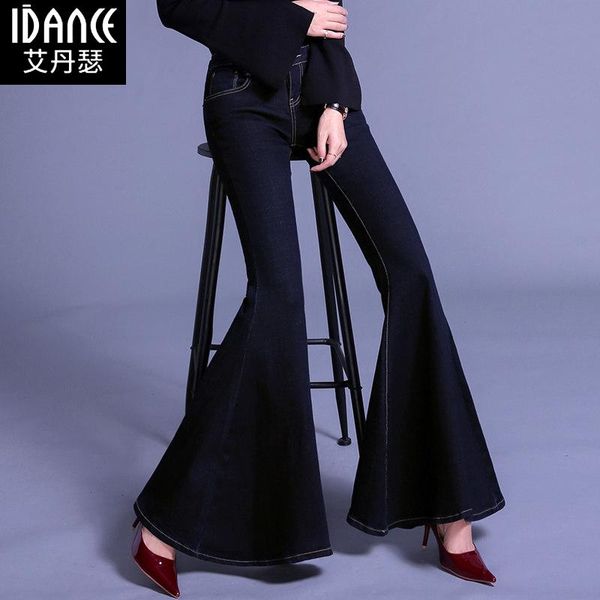 

women's jeans 2021 fashion lengthen for tall women flare pants bell bottom stretch plus size 24-32 four season, Blue