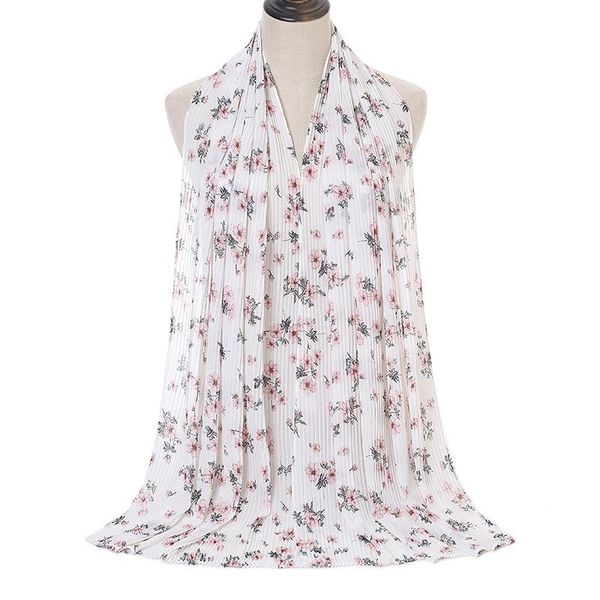 

scarves 14 colors fashion bubble chiffon instant hijab women small polka floral ripple shawl wrap pashmina stole muslim snood 180*70cm, Blue;gray