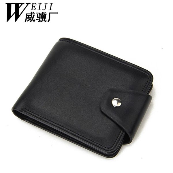 

the wallet spring and summer korean head leather men's short wallet handbag oem, Black