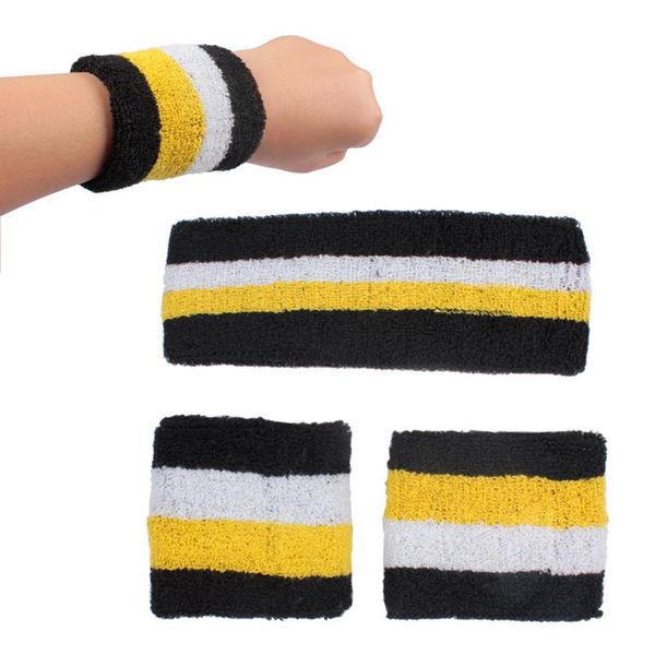 

3pc yoga towel wristband headband sports bands sweatband for gym workout running exercise absorb sweat stretchable hair