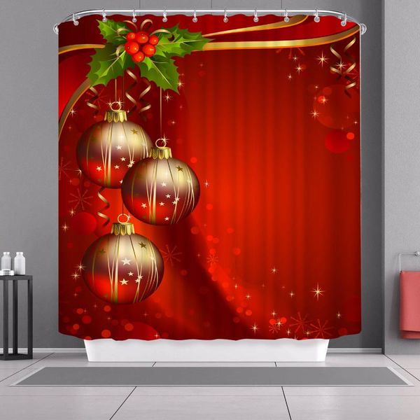 

merry christmas decor ball 3d print shower curtain bathroom set with waterproof hook bath cartoon kids african funny curtains