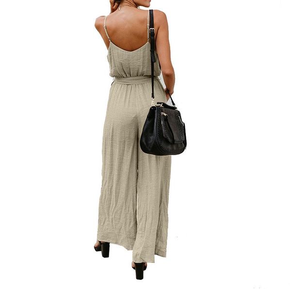 

women's jumpsuits & rompers women sling wide leg summer sleeveless long pants onesies office ladies elegant overalls jumpsuit trousers, Black;white