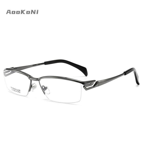 

fashion sunglasses frames aookoni men's business pure alloy titanium myopia optical glasses half-frame exquisite optica prescription fl, Black