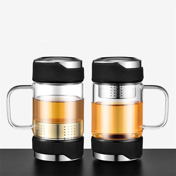 

wine glasses transparent glass water bottle with stainless steel filter creative handle teacup office heat resistant tumbler drinkware gift