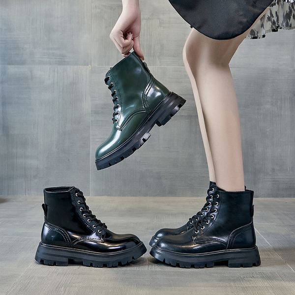 

leather martin boots, women's british style, Black