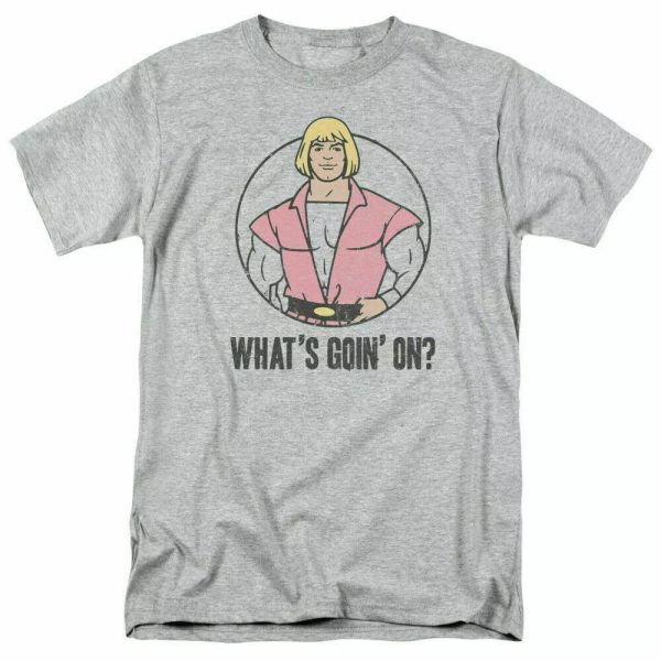 

Masters of the Universe Whats Goin On T Shirt Mens Licensed Toons He-Man Gray, White;black