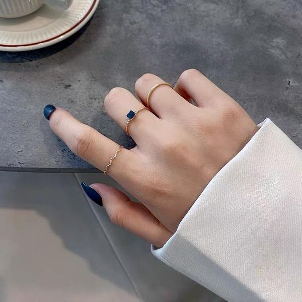 

cluster rings punk gold wide chain set for women girls fashion irregular finger thin gift 2021 female jewelry party, Golden;silver