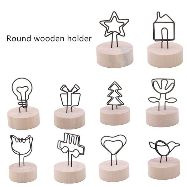 

creative round wooden iron po clip memo name card pendant furnishing articles picture frame diy family decoration frames