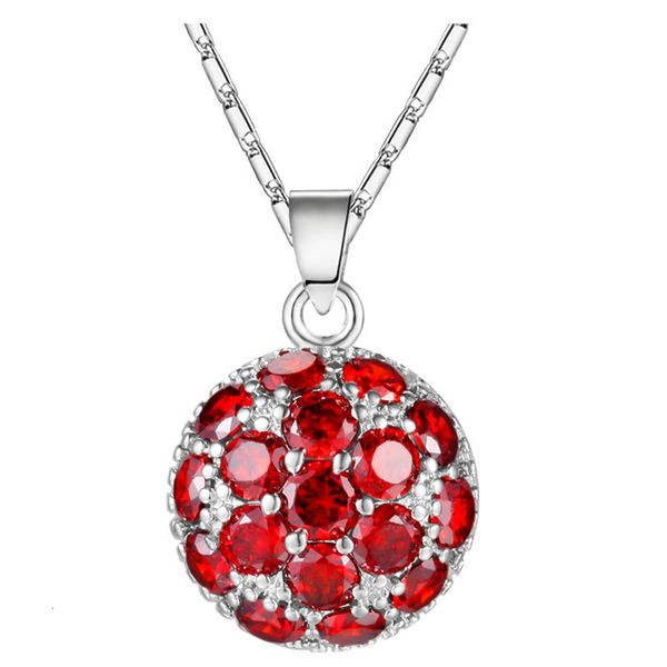 

creative with white gold plated ball pendant and zircon necklace, Silver