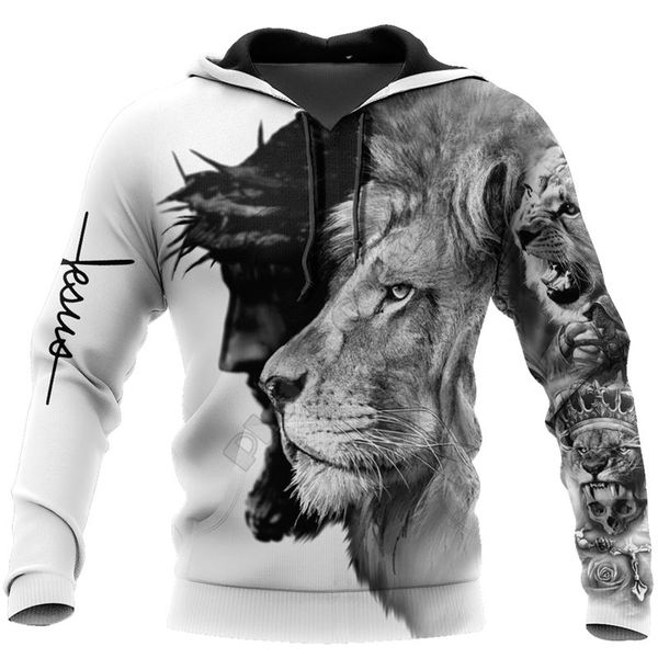 

men's hoodies & sweatshirts christian jesus lion 3d all over printed sweatshirt zipper women for men pullover cosplay costumes 03, Black