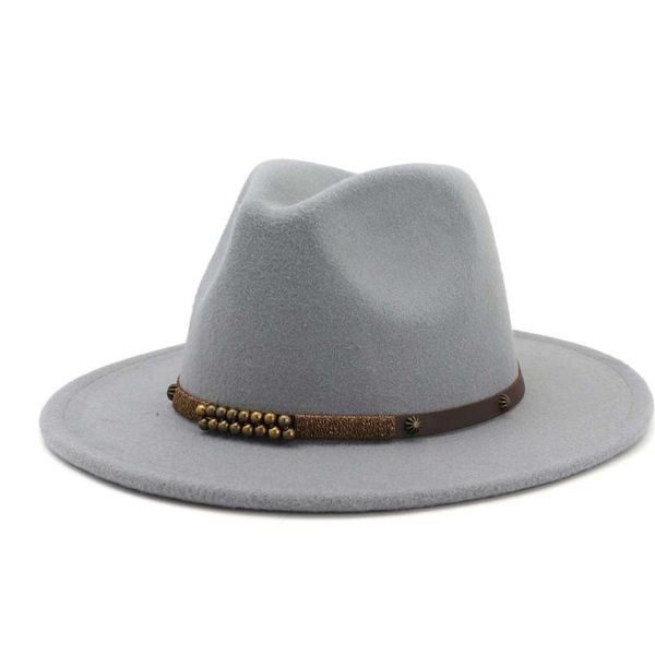 

men women fedora hat with belt wide brim ladies winter jazz hats, Blue;gray