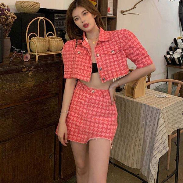 

summer fashion women clothing sets short sleeved jean jackets coat + denim skirt two-piece casual sets 210531, White