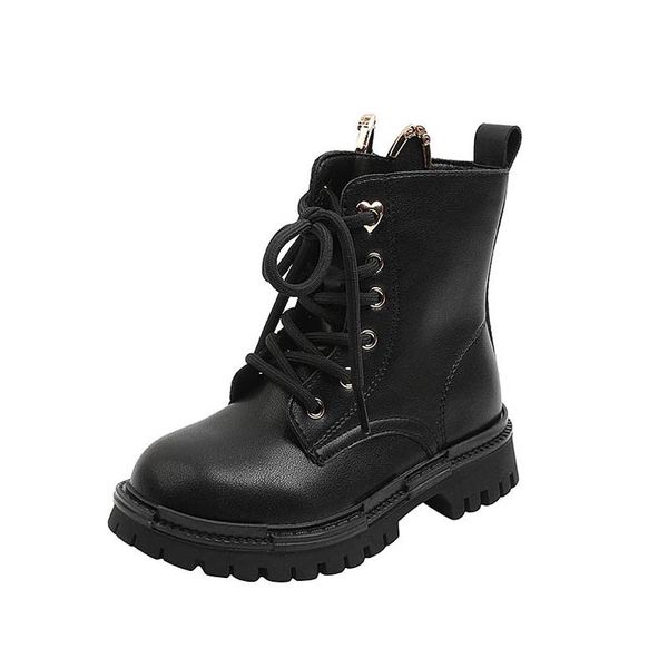 

childrens boots kids shoes girls boys footwear autumn winter casual student princess leather short boot b8572, Black;grey