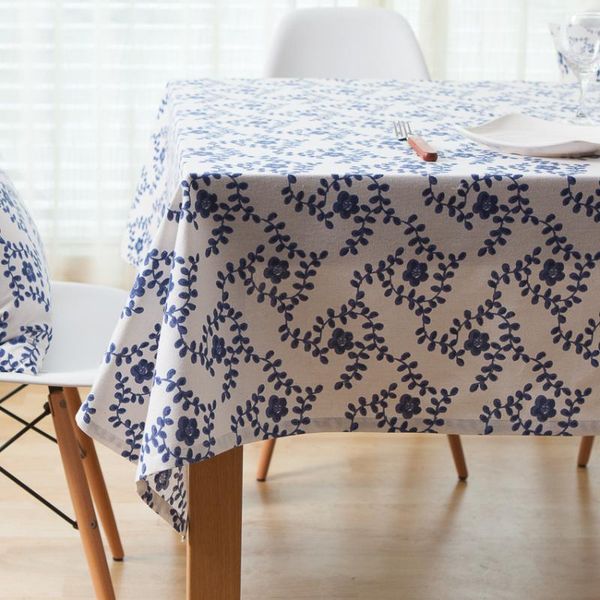 

table cloth nordic small blue flower pattern cotton linen tablecloth home coffee pendant tea pad meal