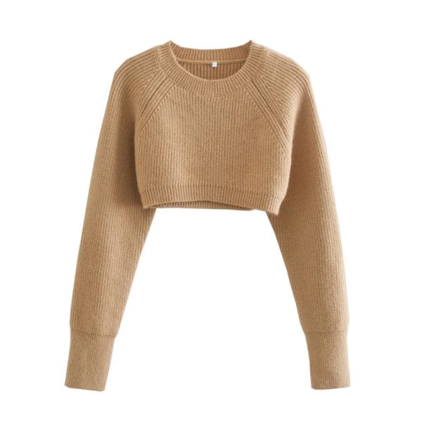 

spring women long sleeve knitting short sweater female o neck pullover casual lady loose sw1173 210430, White;black