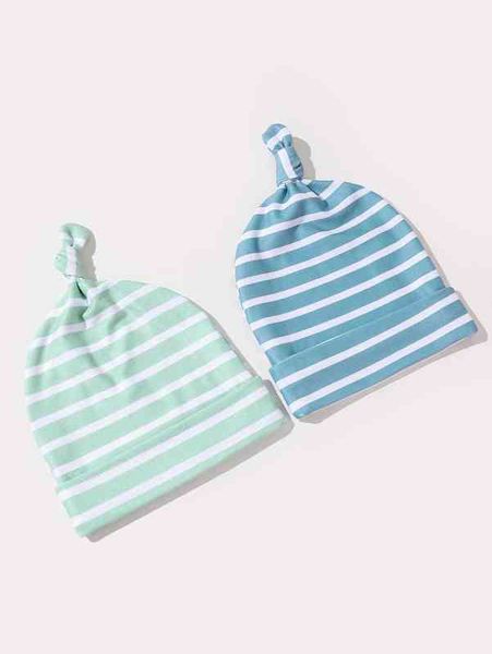 

2pcs baby striped print hat she, Yellow