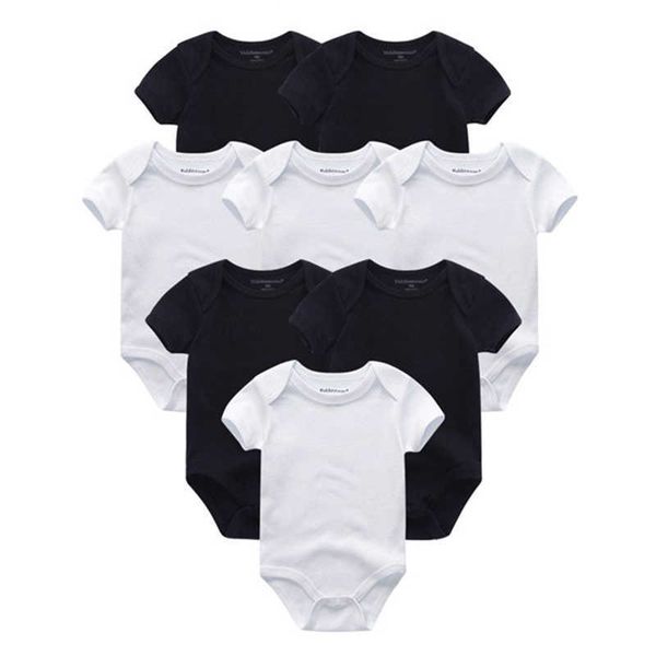 

3/5/6/8pcs solid cotton born baby girl clothes bodysuits short sleeve baby boy clothes jumpsuit print ropa 210722, Blue