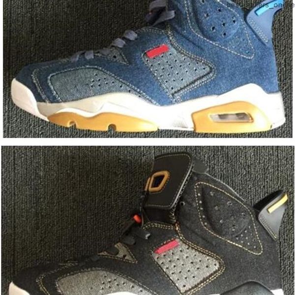

new 6 blue denim black ls jeans basketball shoes men 6s sports sneakers with box