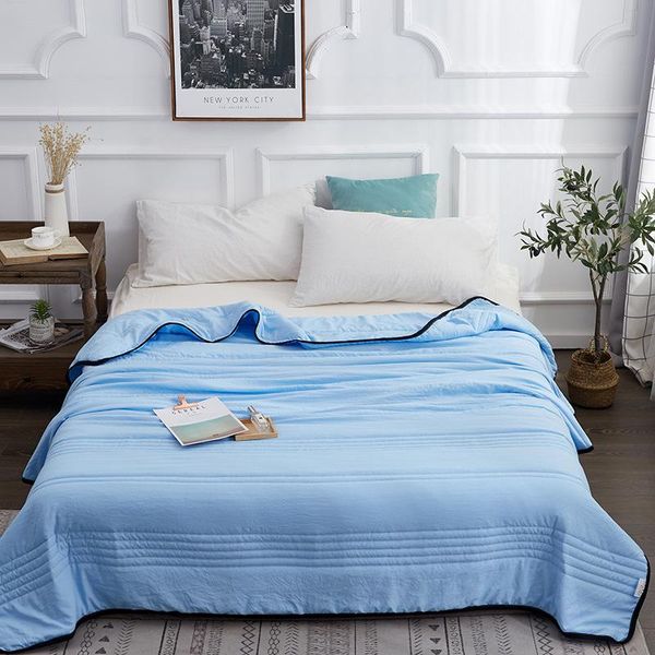 

comforters & sets solid summer air condition quilt blanket stripe thin comforter sofa throw bed cover quilting home textile bedclothes