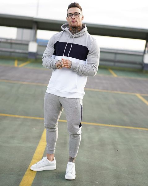 

tracksuits casual autumn sweater large youth men's round neck sports running fitness suit, Gray