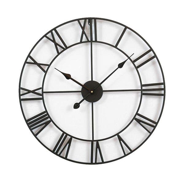 

vintage-style clock metal roman numeral diy decor luxury wall for home living room bar cafe silent round watch clocks