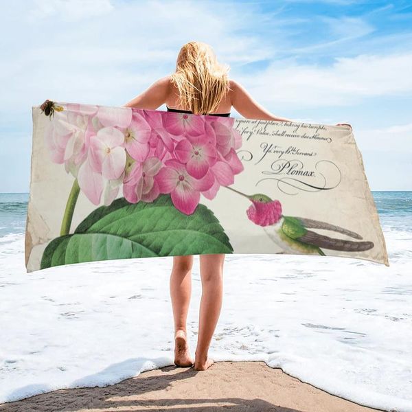 

towel hummingbird with hydrangea beach quick dry microfiber bath blanket for adults kids outdoor picnic