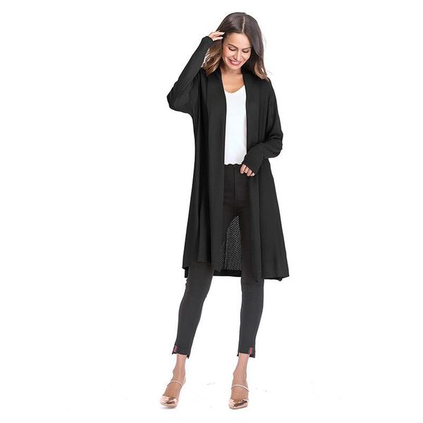 

women's vests thin openwork sweater solid color drape cardigan coat, Black;white