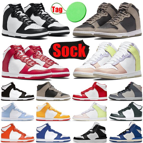 

with sock tag dunks high running shoes for mens womens dunksb black white university blue ice coast green noise men trainers sports sneakers