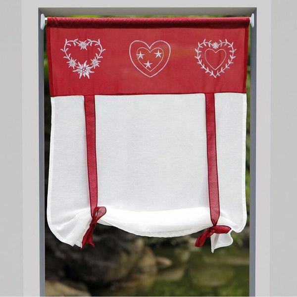 

curtain & drapes 1pc roman embroidered rustic blinds for live room kitchen gauze small coffee shop house decoration