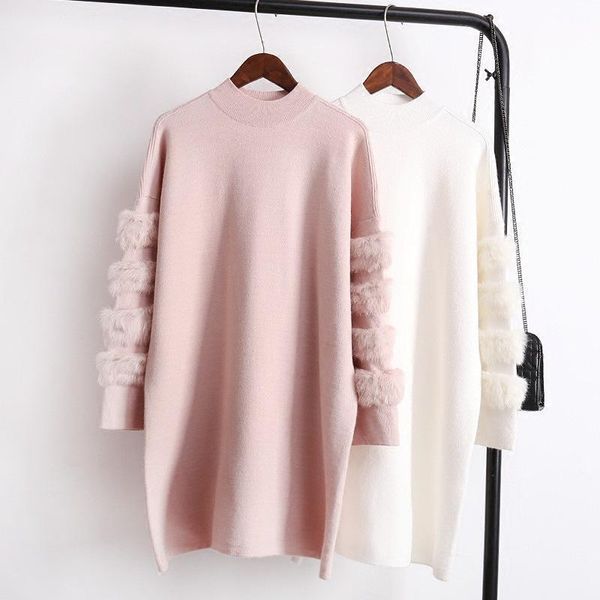 

women's sweaters autumn winter women knitted long pullovers sweater female thick warm jumpers dress, White;black