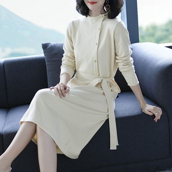 

casual dresses ladies fashion design solid color sweater dress autumn winter elegant female, Black;gray