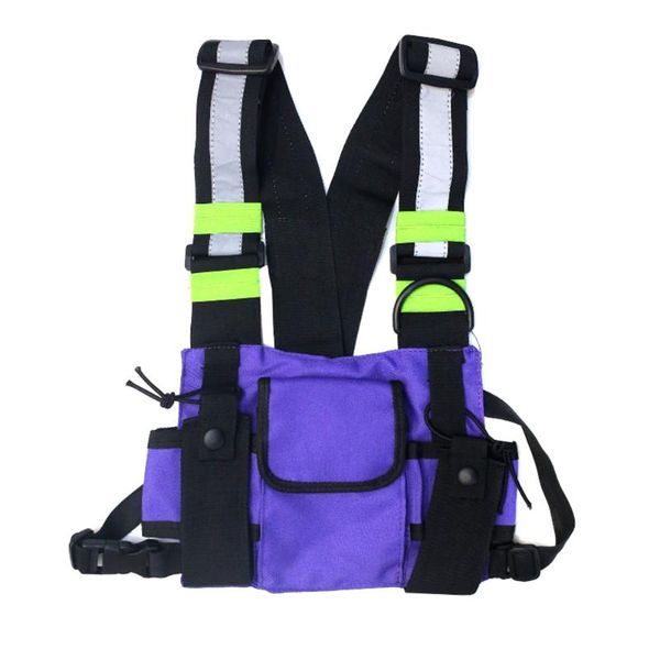 

waist bags men women fashion travel portable gift vest type reflective strip oxford cloth adjustable strap hip hop chest rig bag street