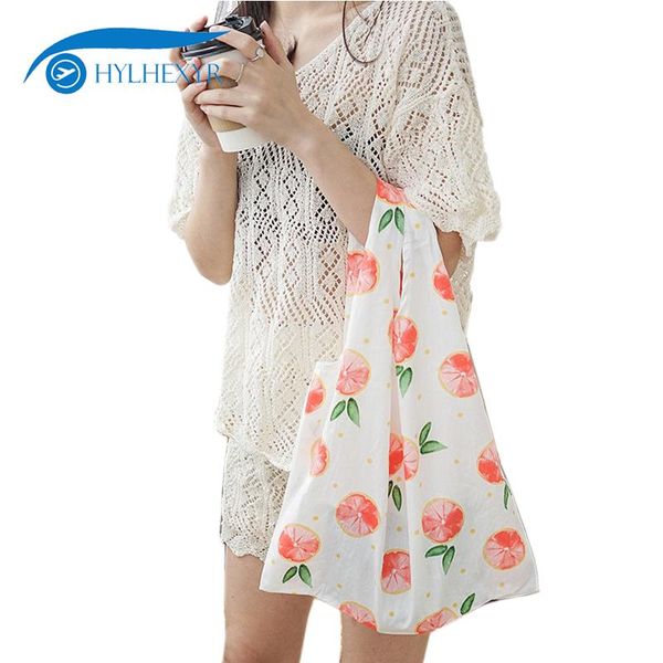 

shopping bags hylhexyr cotton fabric tote reusable grocery bag portable cloth women's handbag lovely girl canvas travel