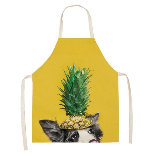 

cute dogs aprons cartoon printed kitchen for women household cleaning accessories cotton linen cooking apron barber
