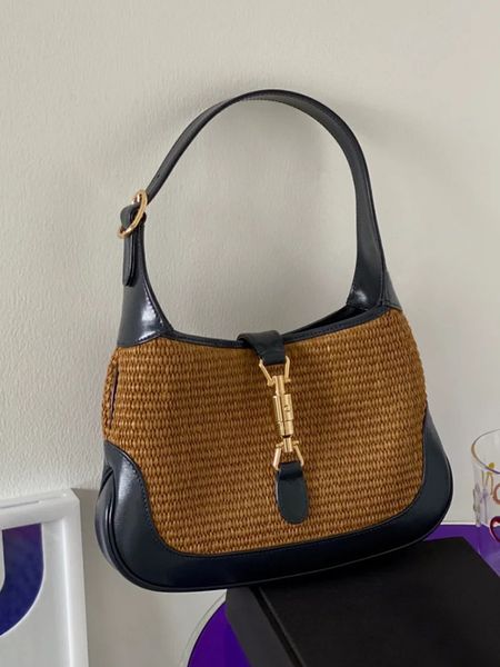 

net red same straw saddle hand-held underarm women's bag 2021 summer new