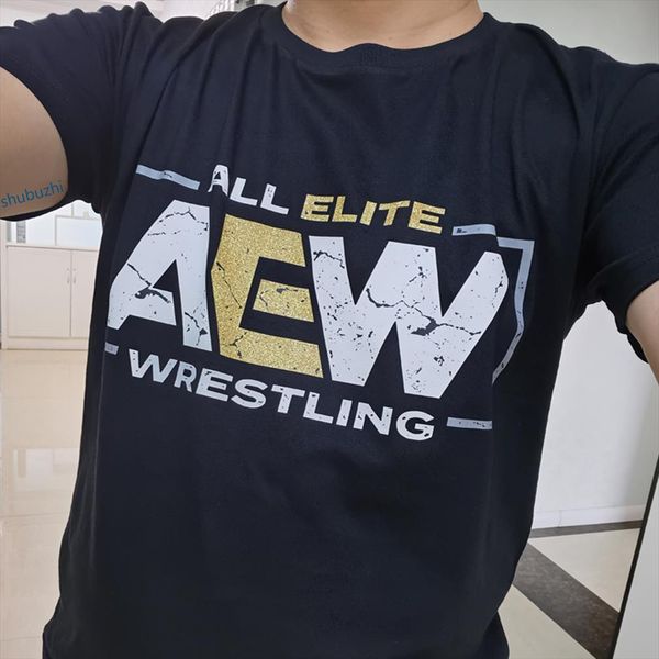 

brand all elite aew men t shirts wrestling logo summer fashion cotton male teeshirt sbz6241, White;black