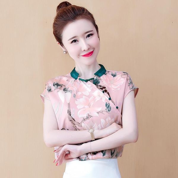 

women's blouses & shirts 2021 summer fashion retro western chiffon floral ladies short-sleeved shirt temperament casual women all-match, White