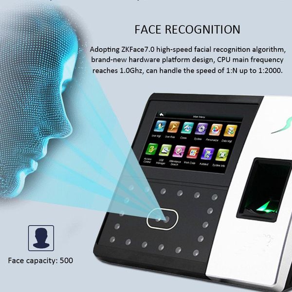 

facial recognition system zk iface702 / iface202 biometric fingerprint face time attendance thermal tcp/ip door access control