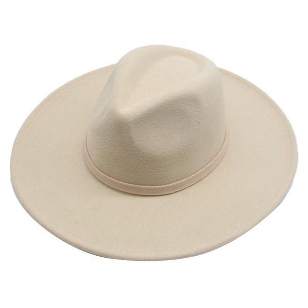 Cappelli a tesa larga Fedora Donna Uomo Fascia solida alla moda Inverno Bianco Nero Khaki Panamas Cappello in feltro da sposa all'aperto