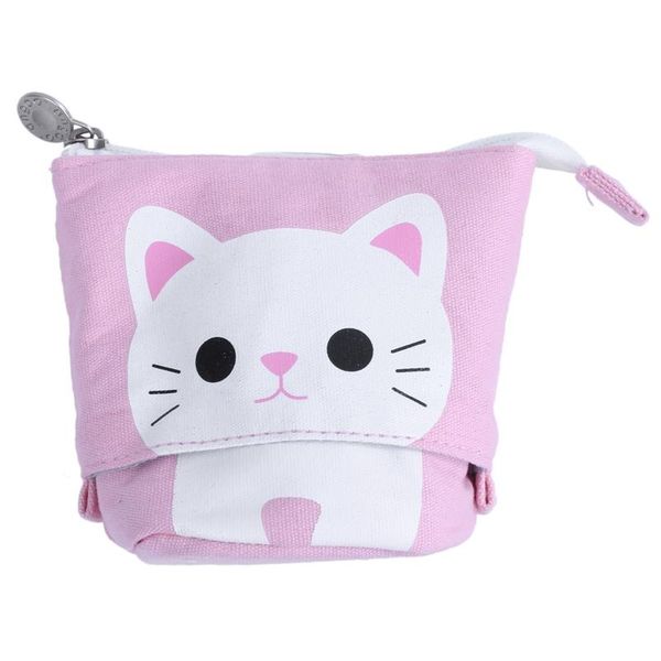 

pencil bags canvas cartoon cute cat pouch bag stationery pen case box with zipper closure