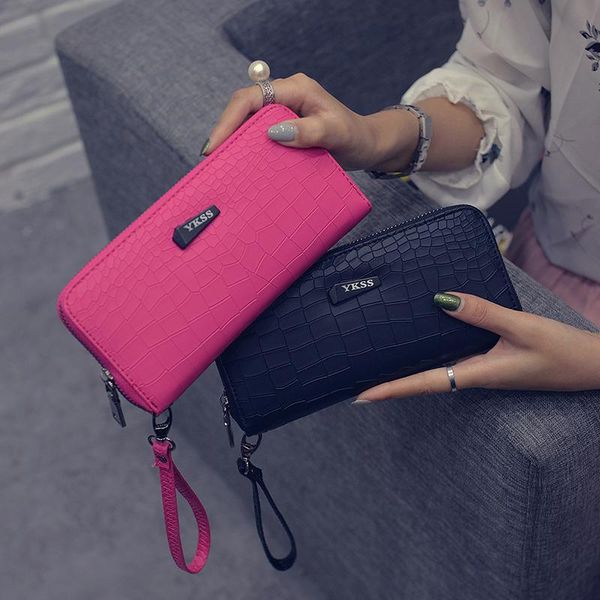 

wallets fashion leather wallet women long money bag crocodile skin pattern 2021 korean luxury designer ladies handbag phone pouch purse, Red;black