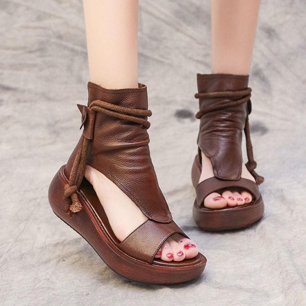 

sandals shoes women's summer casual fashion 2021 high-increased slope heel soft leather thick bottom fish mouth, Black